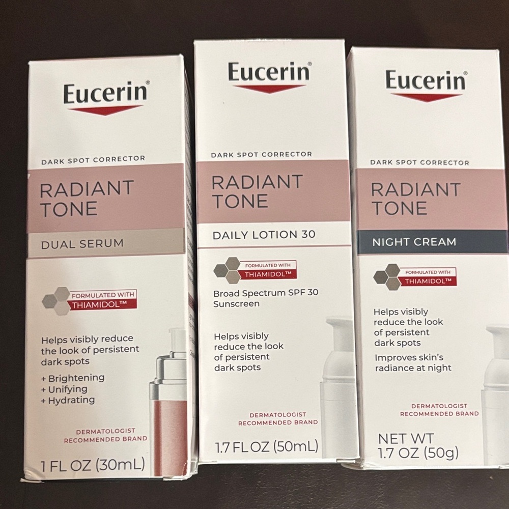 Eucerin Radiant Tone Skincare Trio - Dual Serum, Daily Lotion, Night Cream